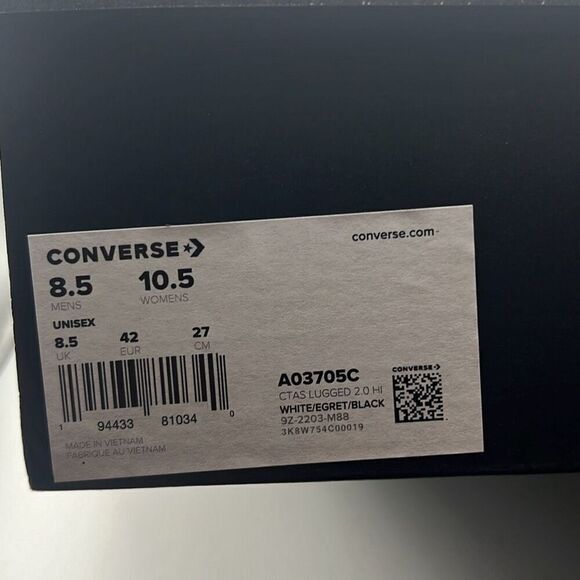 Converse Chuck Taylor All Star Leather Lugged 2.0 White Sneakers Men 8.5 / W10.5 - Picture 8 of 9